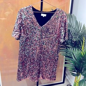 Universal Standard for J Crew Sequin T-shirt Dress